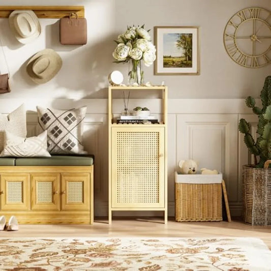 Bathroom Storage Cabinet Rattan