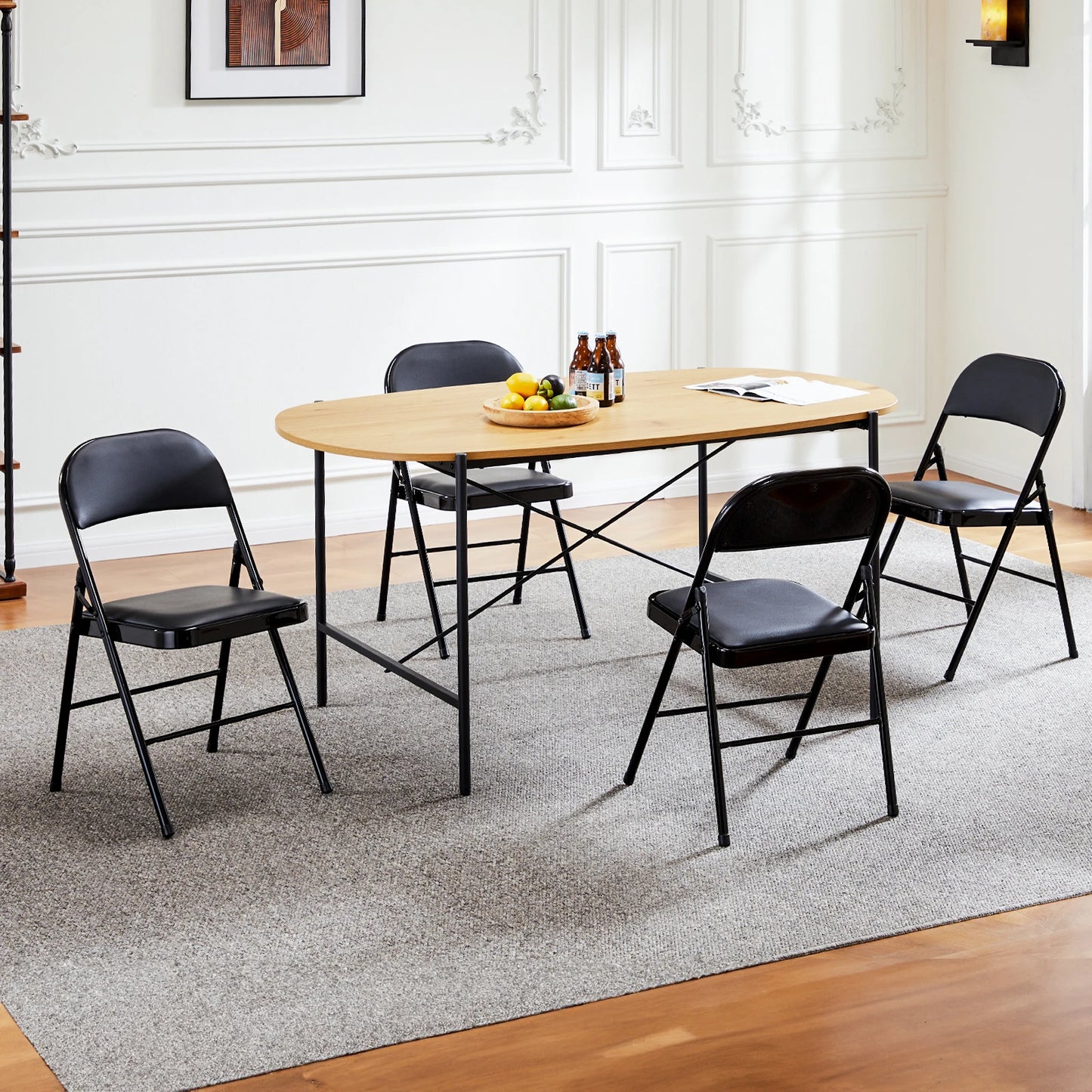 Leather Padded Sturdy Metal Foldable Chair
