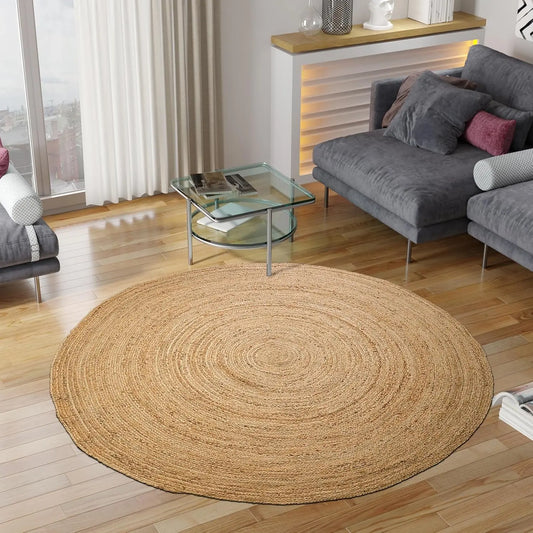 Hand Woven Jute Braided Round Rug