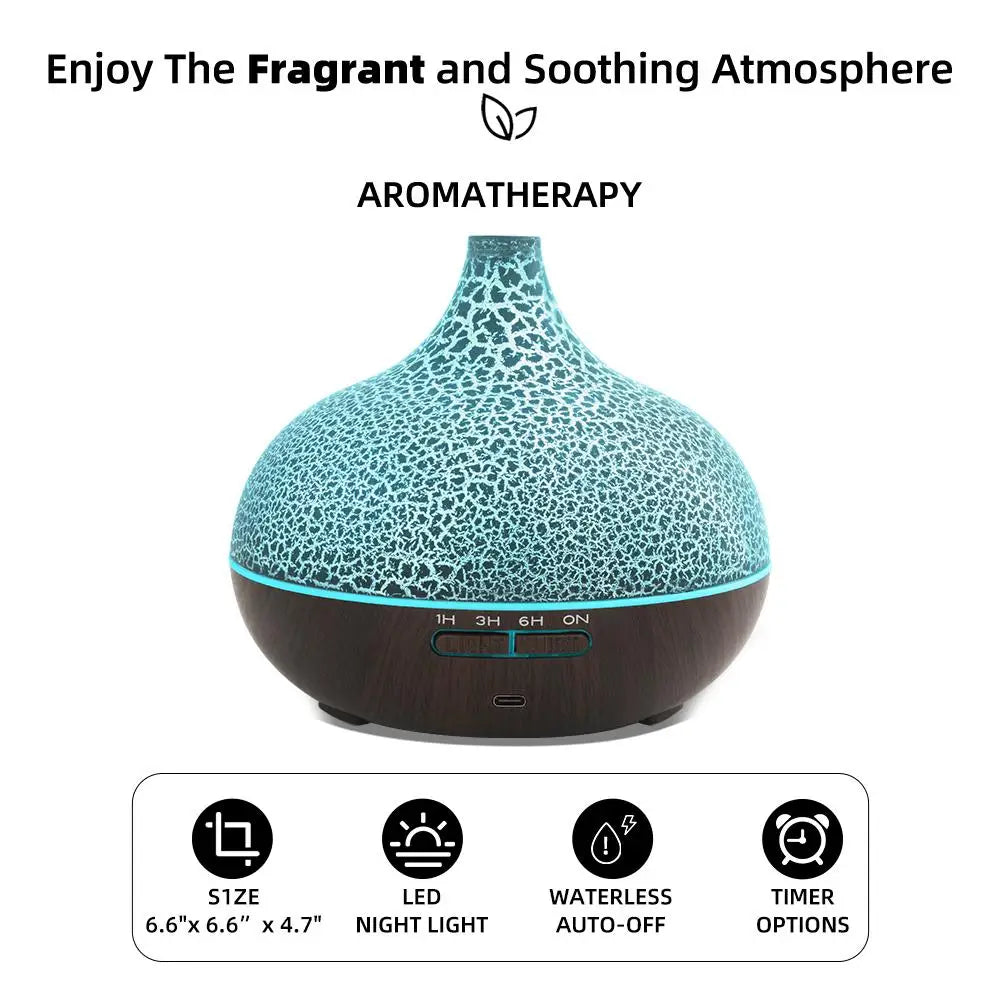 550ml Essential Oil Diffuser Humidifier, Wood Grain