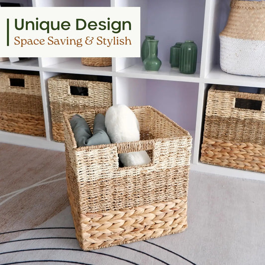 11 Inch Foldable Wicker Storage Bins Set of 4