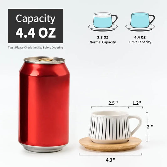 6-Piece Coffee and Tea Cup Set with Saucers