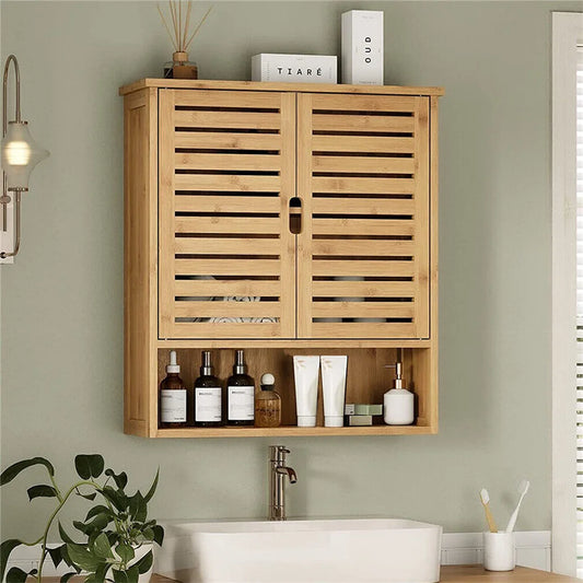 Natural Bamboo Wall-mounted Bathroom Cabinet