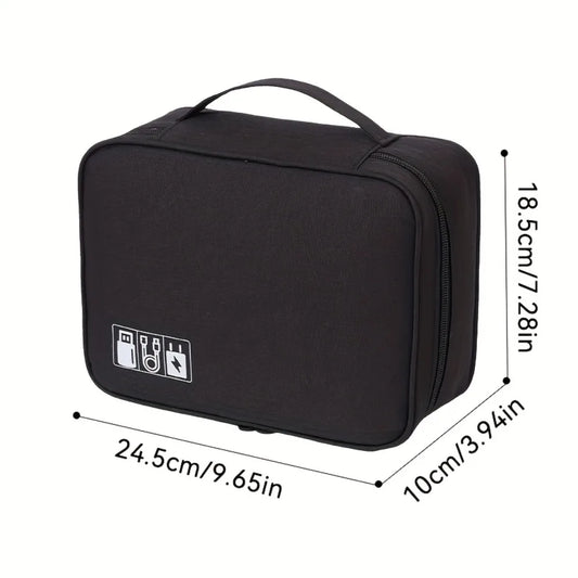 Electronics Cable Organizer Box Double Compartment Case