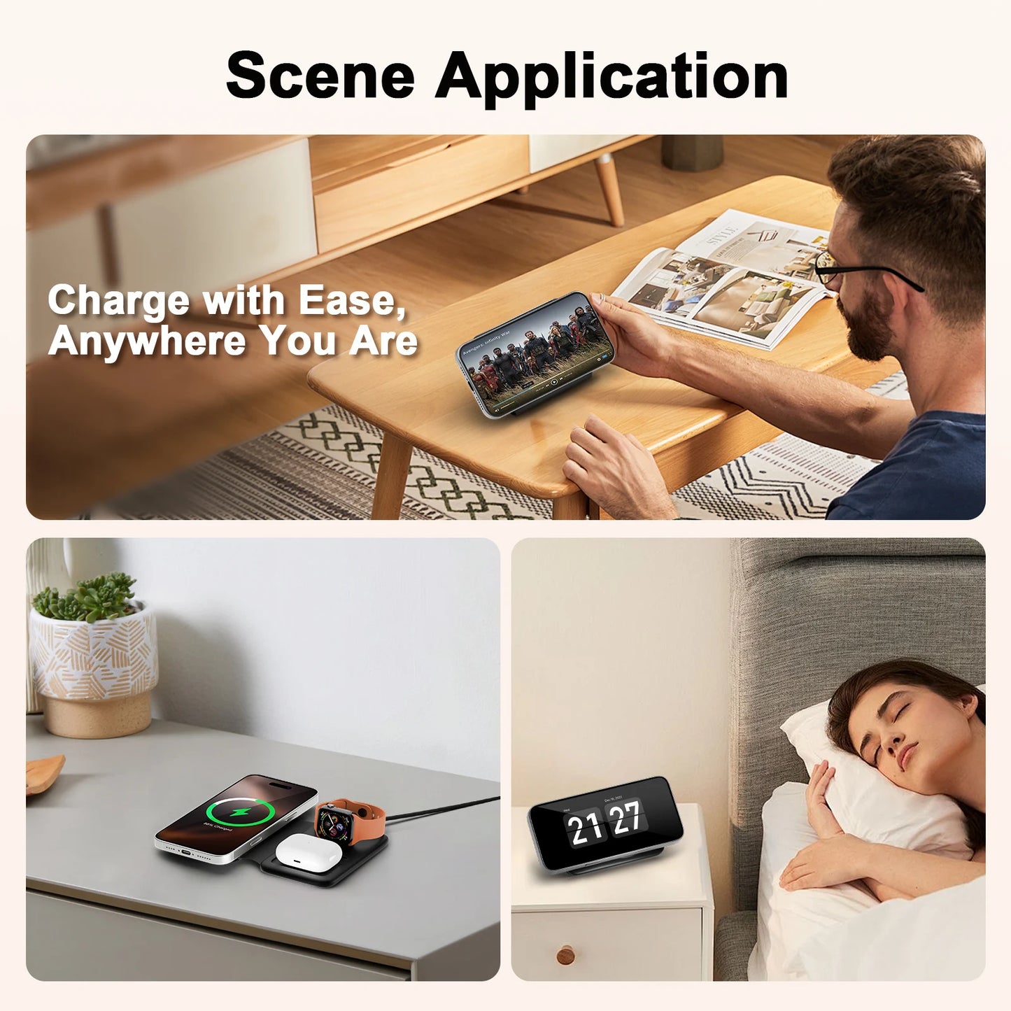 15W Wireless Chargers Magnetic Foldable Stand Pad Dock