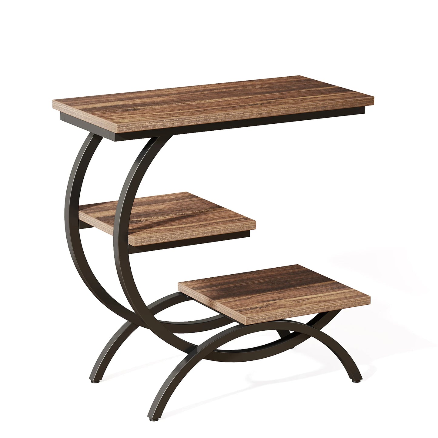 3-Tier Small Table with Storage Shelves
