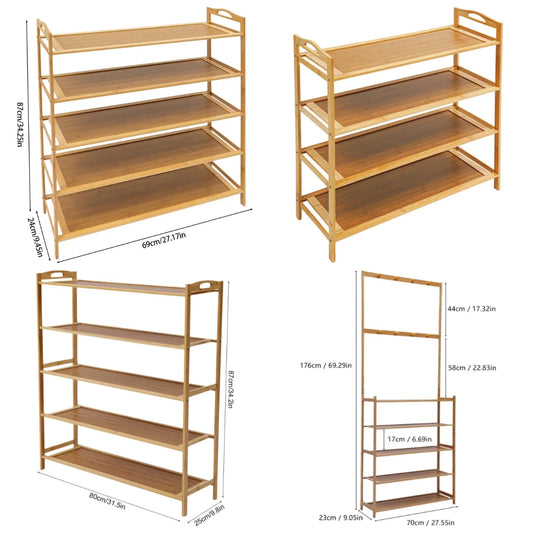 5-Tier Bamboo Wood Shoe Storage Shelf Rack