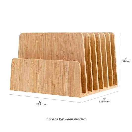 Bamboo Desktop File Folder Organizer 7 Slots