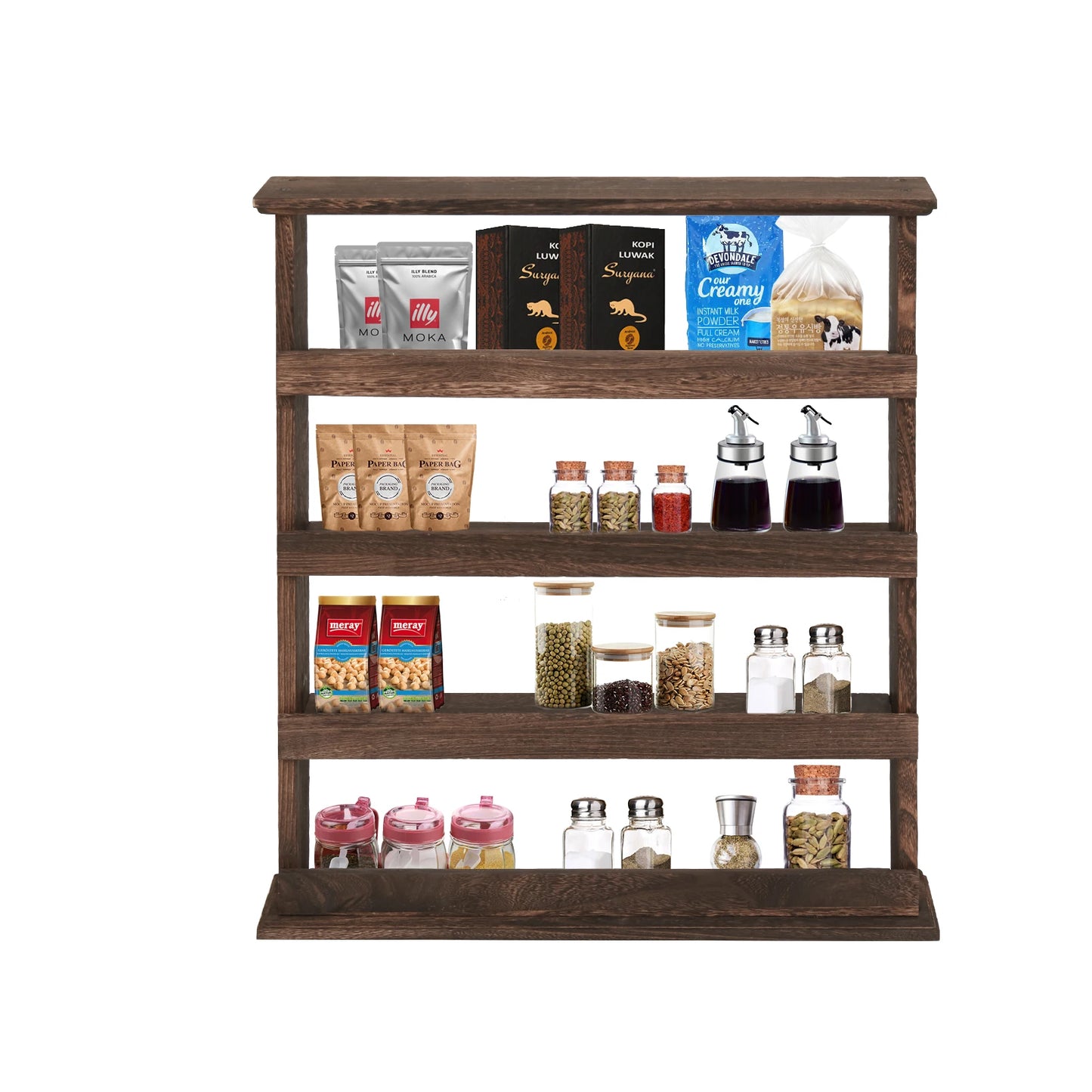 Wooden Wall Mount Spice Rack Holder