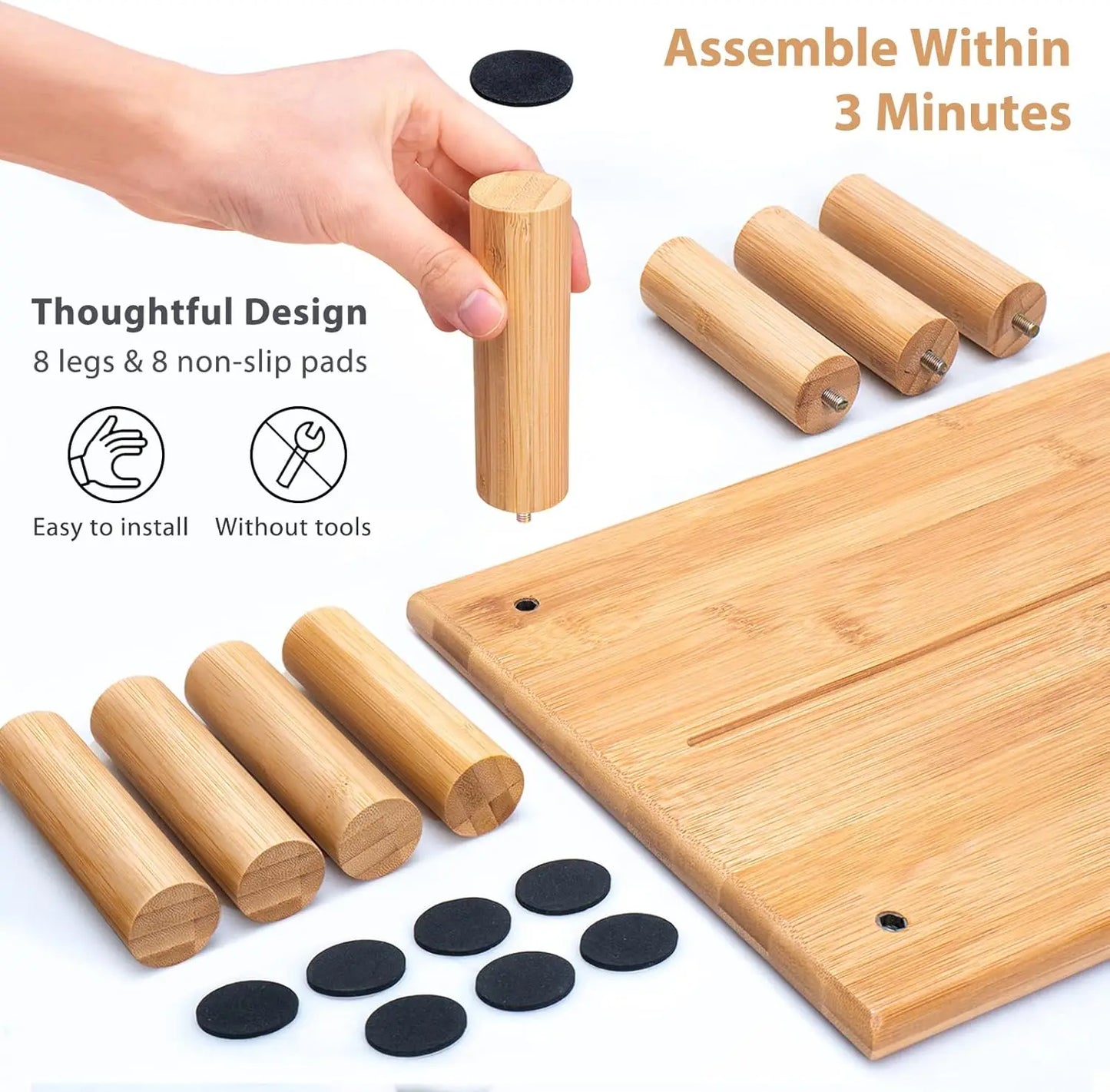 Adjustable Bamboo Monitor Stand with Drawer