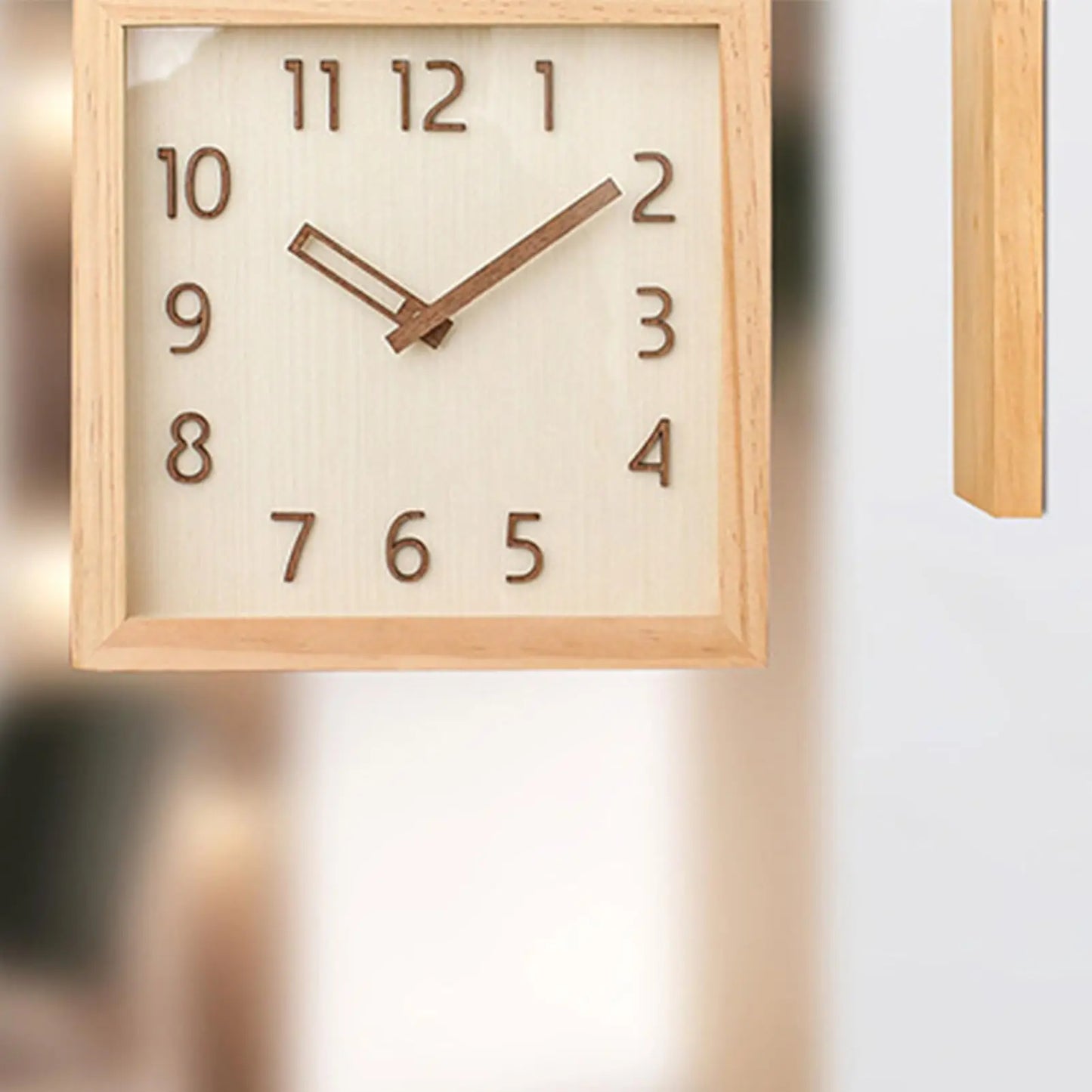 Square Wooden Double Sided Silent Wall Clock