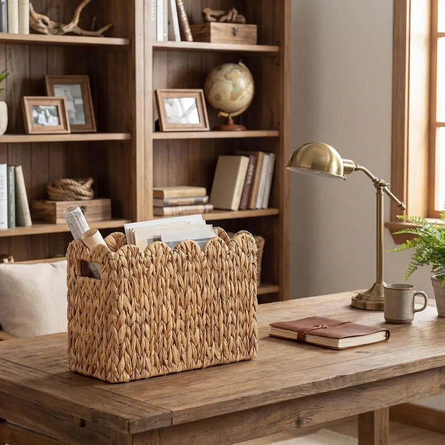 Handwoven Magazine Holder Wicker Basket
