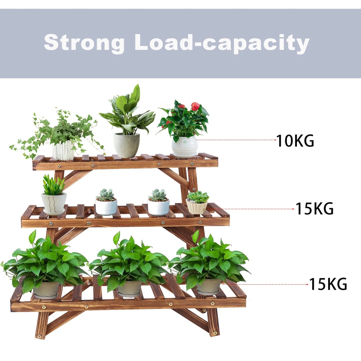 3 Tier Ladder Shelf Wood Plant Stand Organizer