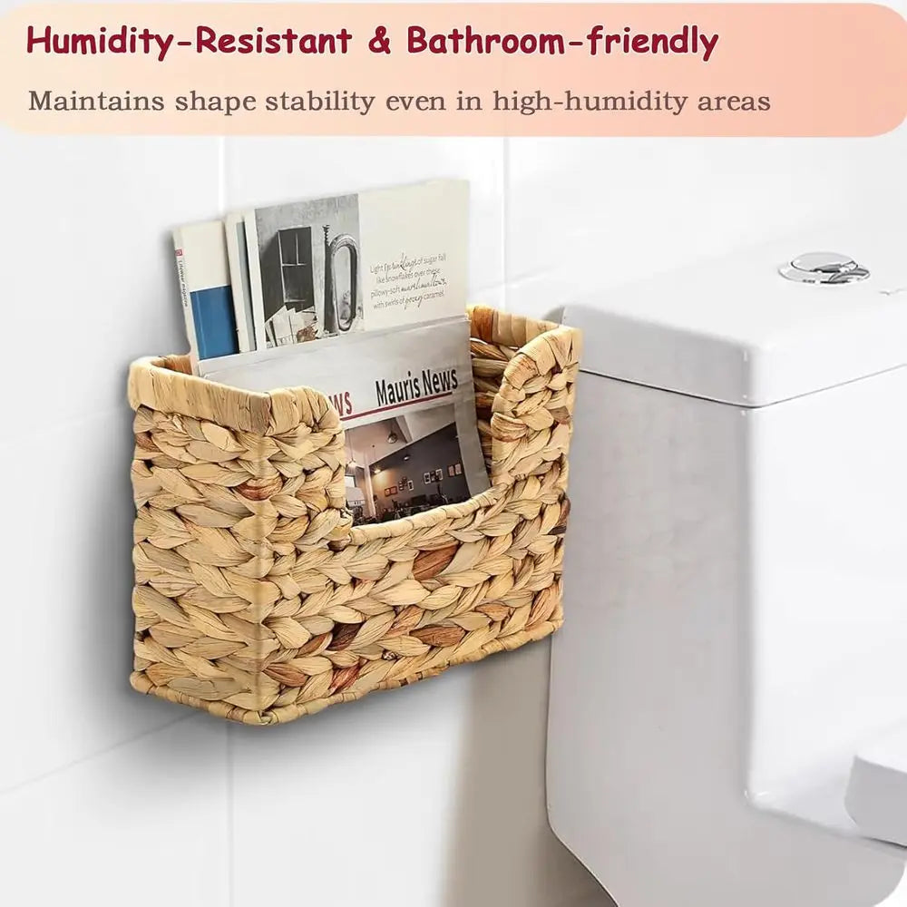 Woven Hanging Magazine Basket Organizer with Handle