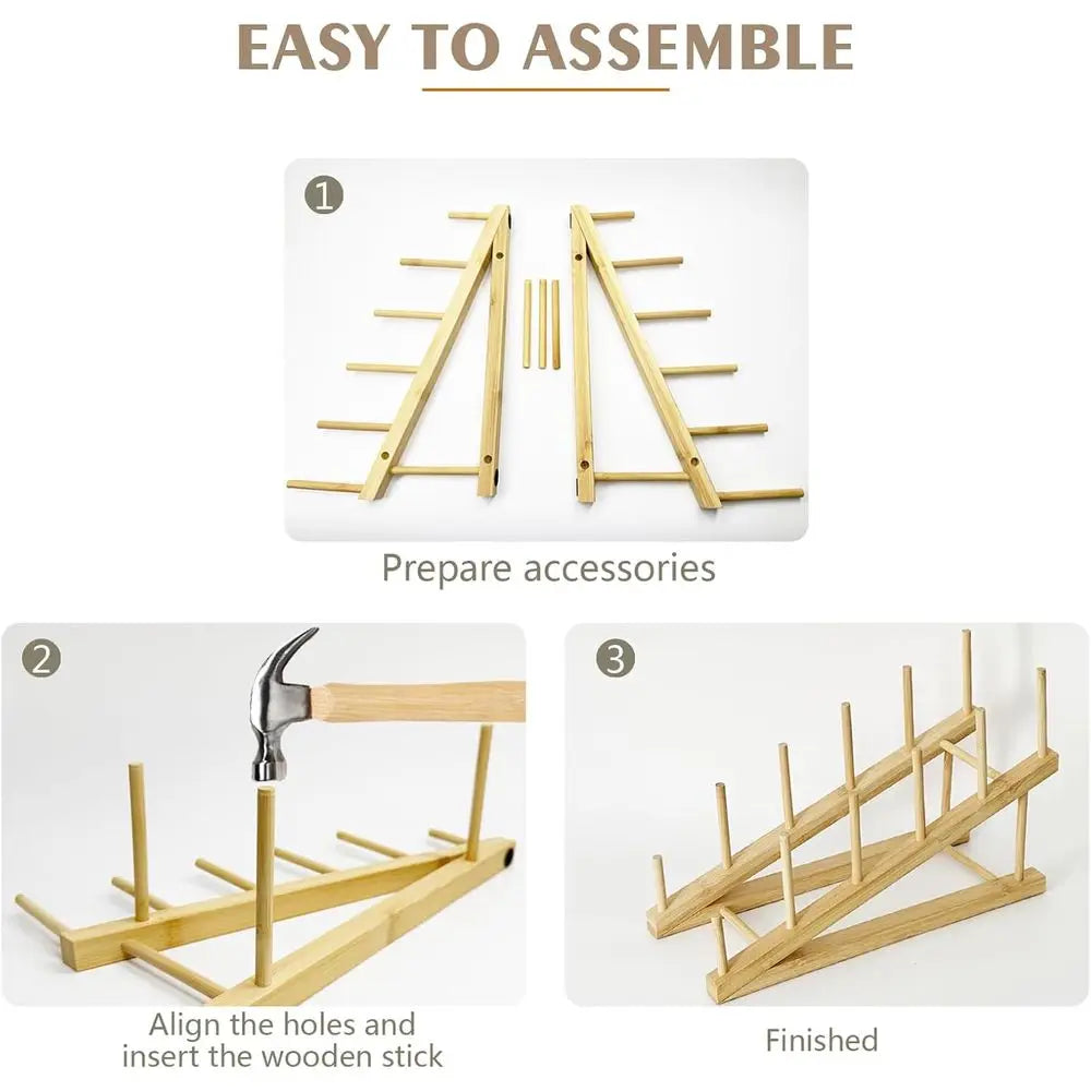 3 Pcs Wood Book Stand Display Tabletop Plate Puzzle Rack