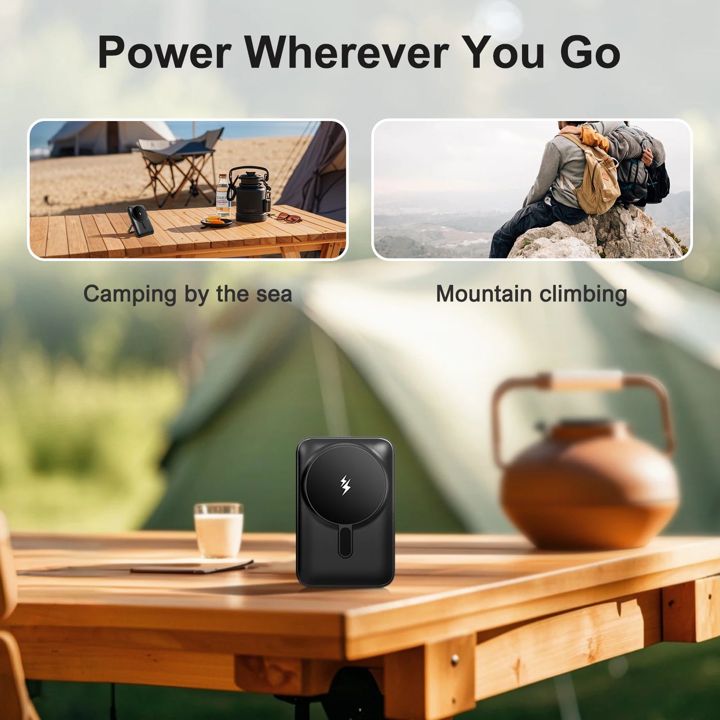 10000mAh Magnetic Power Bank with Foldable Stand