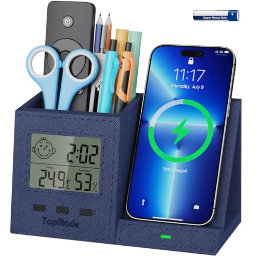 Wireless Charger with Pen Holder Desk Nightstand Organizer