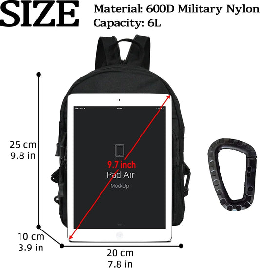 Tactical Travel Backpack Bag with Carabiner
