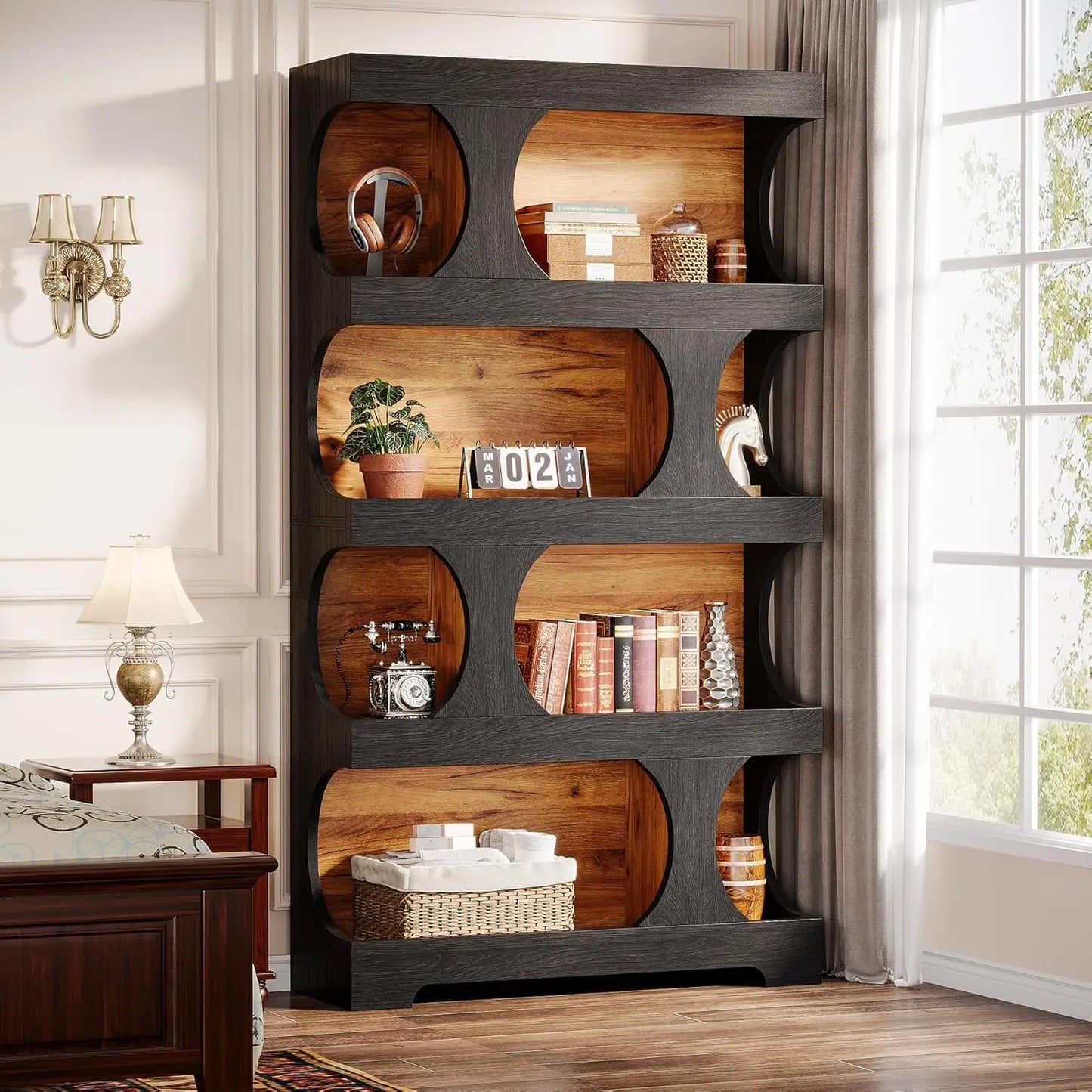 Modern Asymmetrical Bookshelf Freestanding Display Shelf