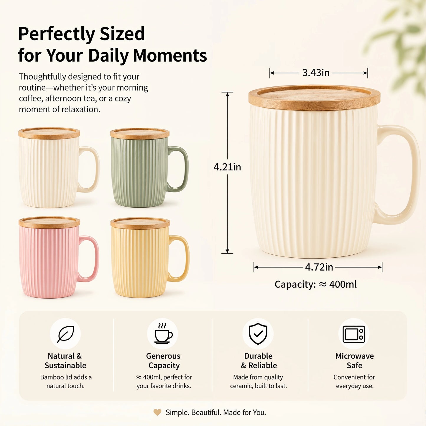 Ceramic Coffee Mugs Set of 4 with Handles