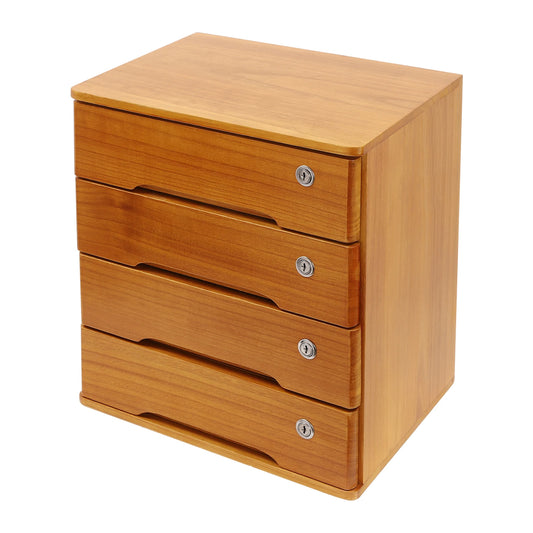 Wooden Desktop Storage Organizer with Lockable Drawers