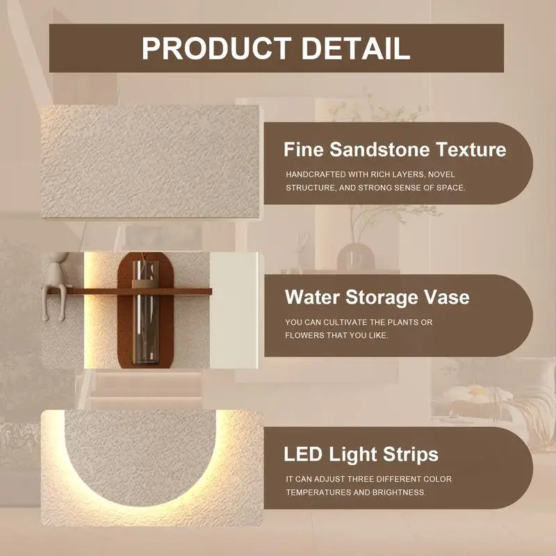 Adjustable 3-Color LED Sandstone Wall Decor
