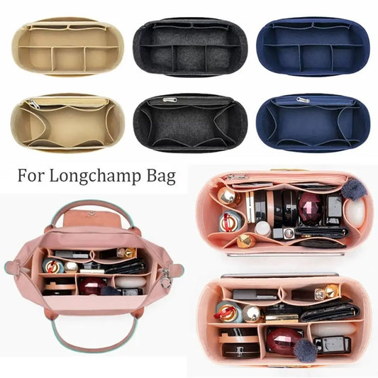 Zipper/Grid Felt Organizer Insert for Longchamp Bag