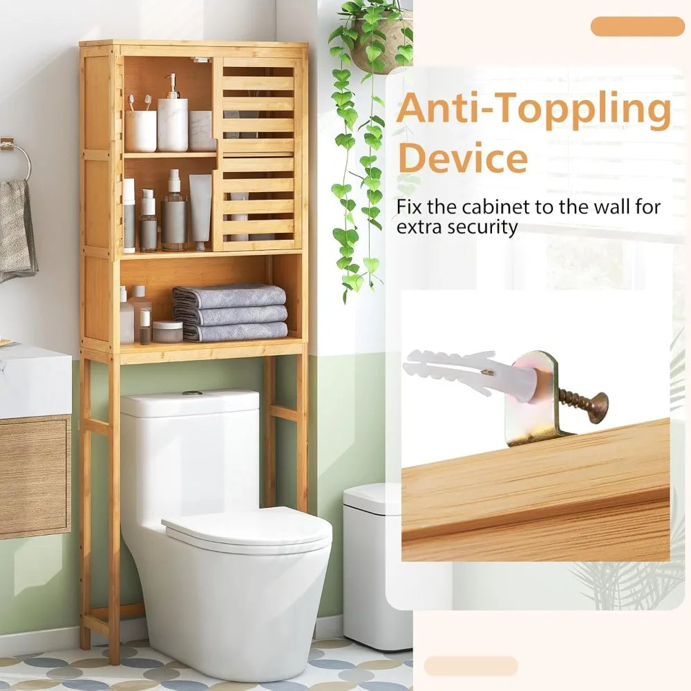 Freestanding Tall Natural Bamboo Over-the-Toilet