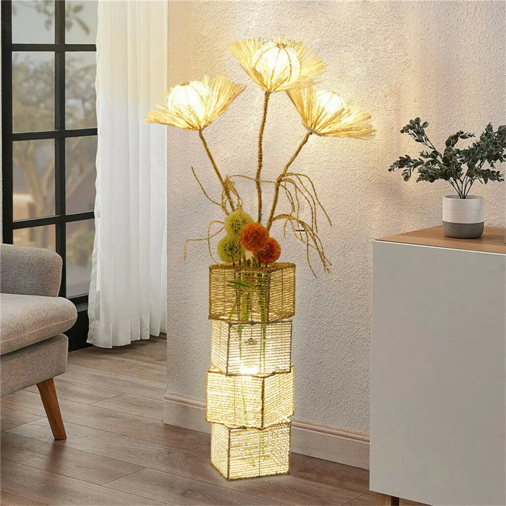 Decorative Floor Lamp LED Rattan Standing Lights