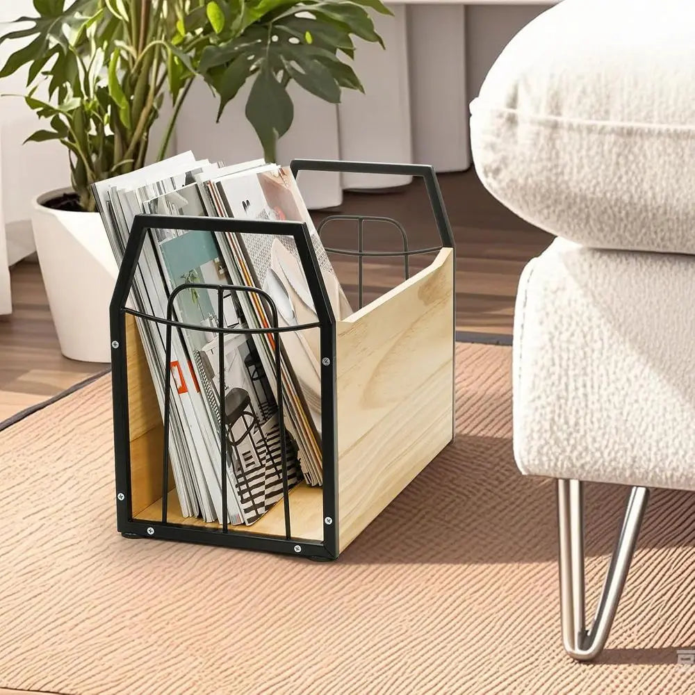 Rustic Magazine Storage Rack and Book Organizer
