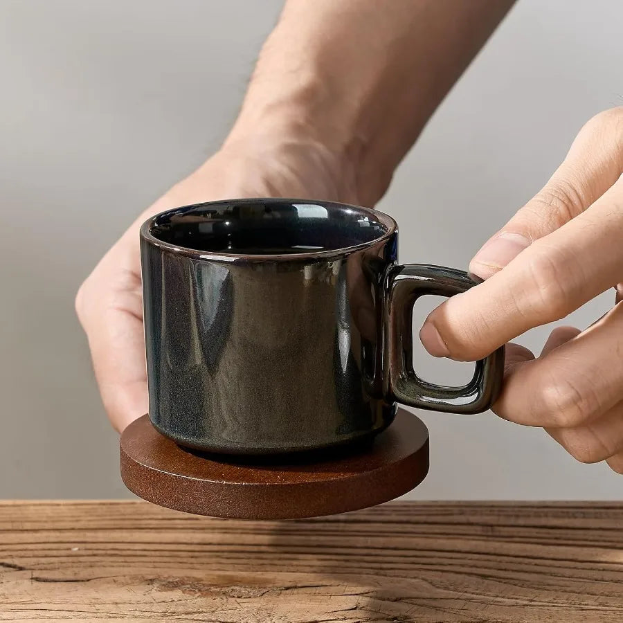 Stackable Porcelain Espresso Cups with Saucers