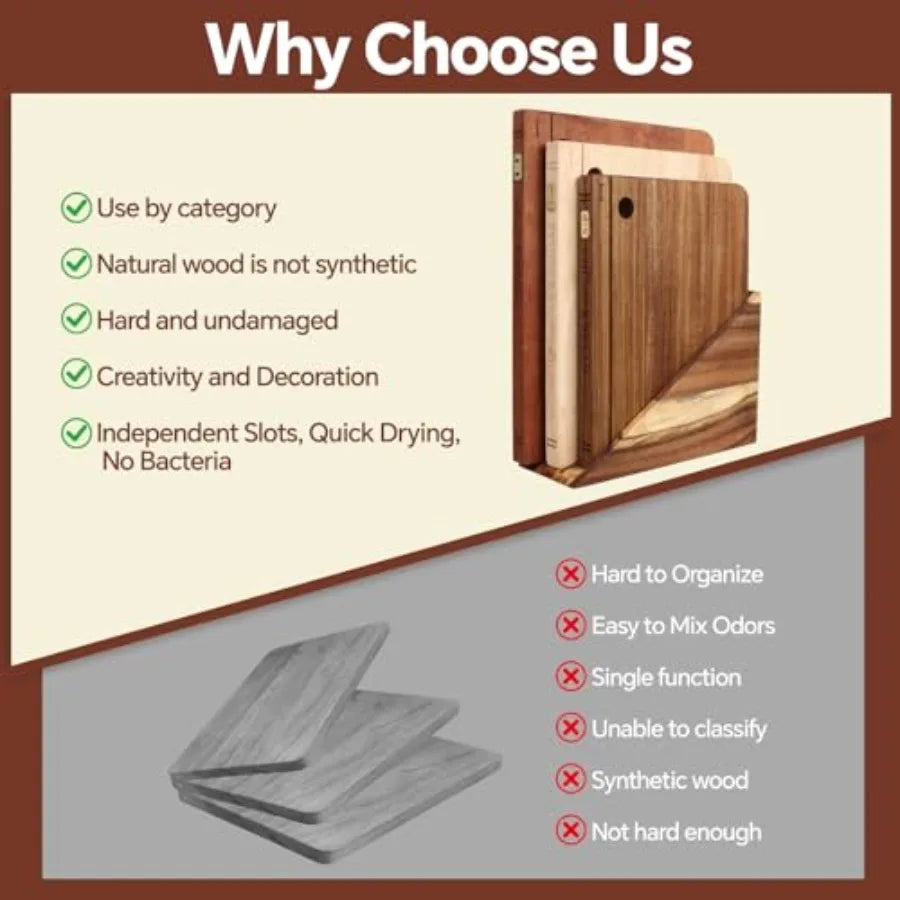 3 Piece Wood Cutting Board Set with Separated Stand