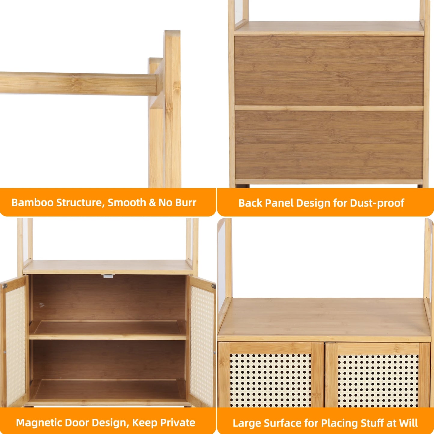 Bamboo Open Garment Rack with Storage Shelves