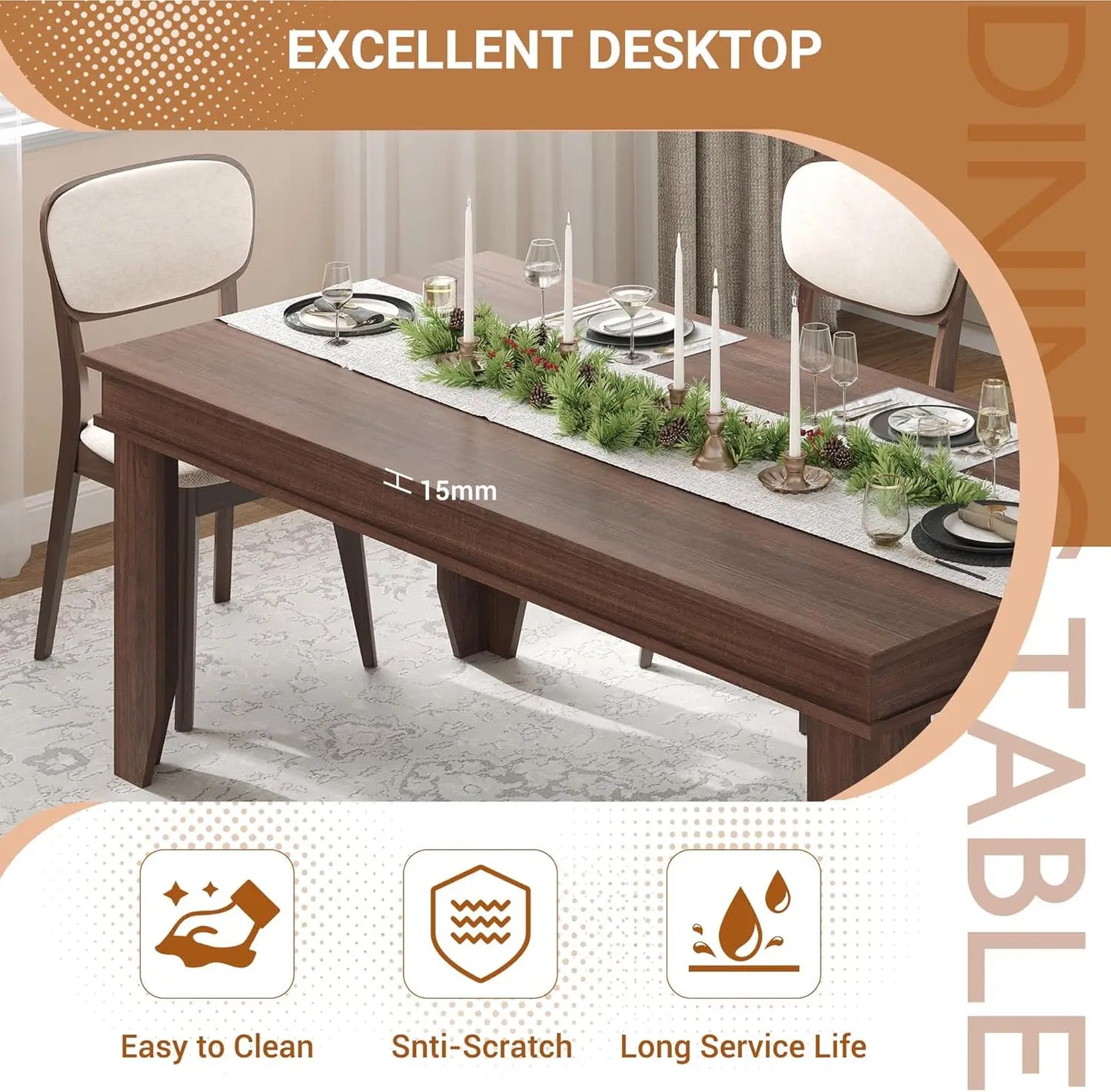 70 Inch Dining Table for 4-6 People
