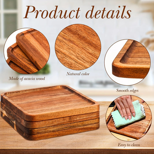 4pcs Wooden Plates Acacia Wood Charcuterie Board