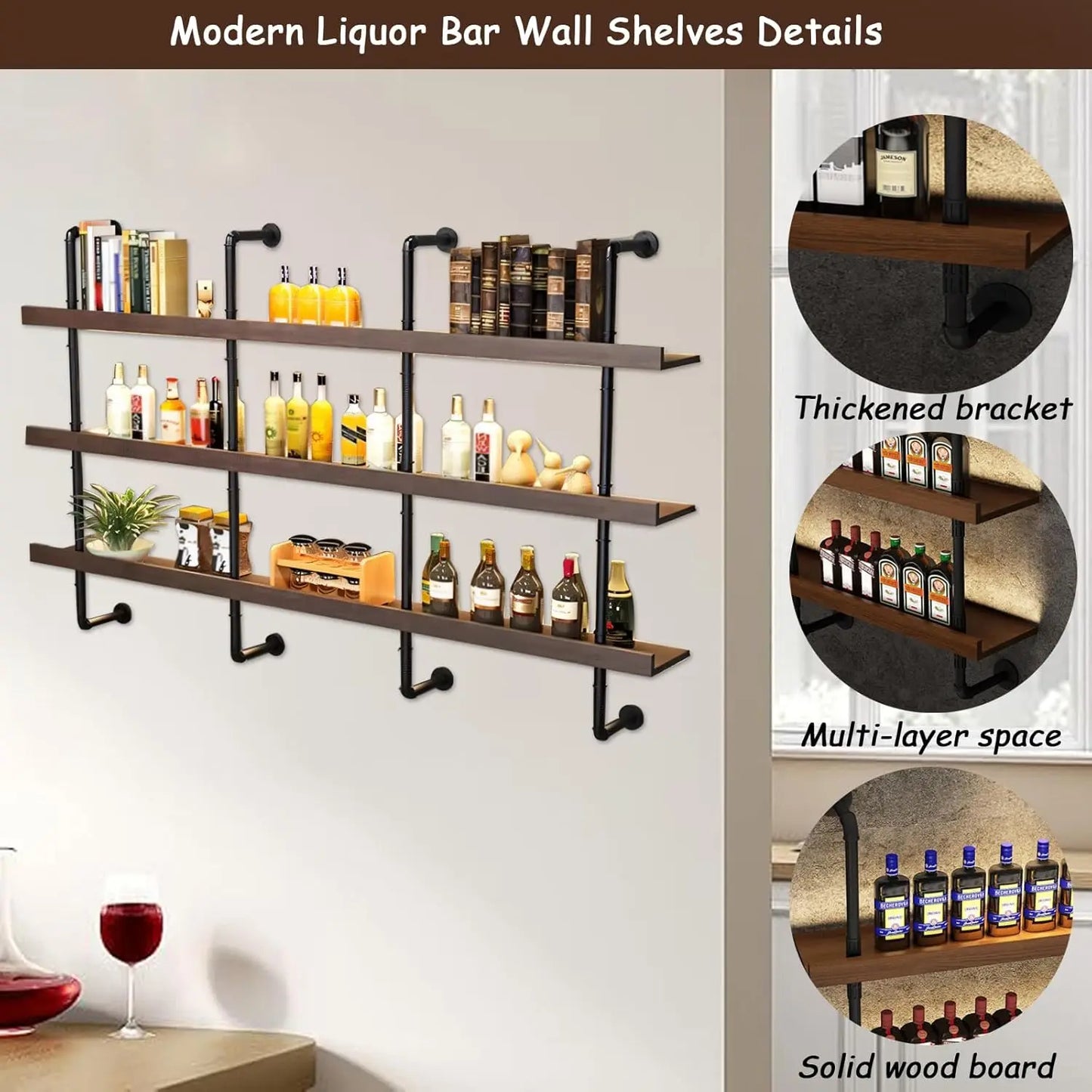 39.7in Solid Wood Wall Mounted Wine Rack