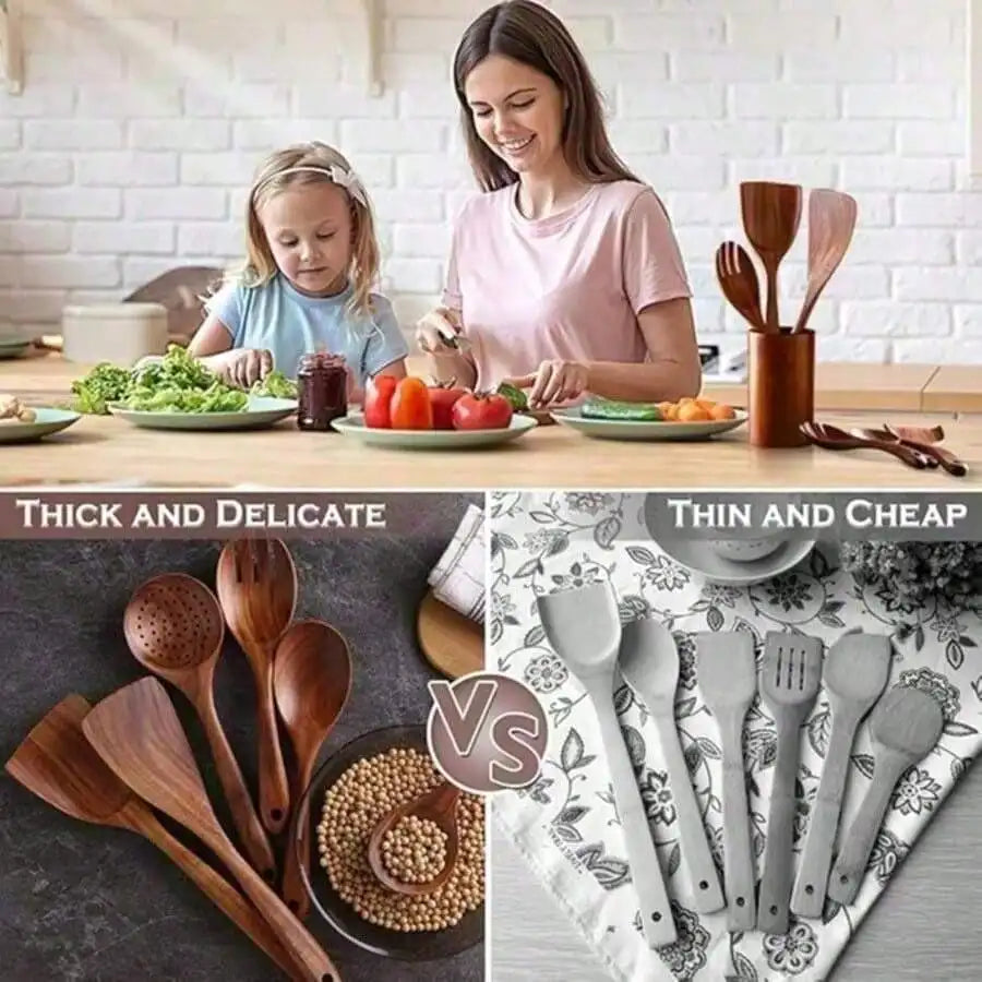 5pcs Wooden Spoons Lightweight And Heat Resistant