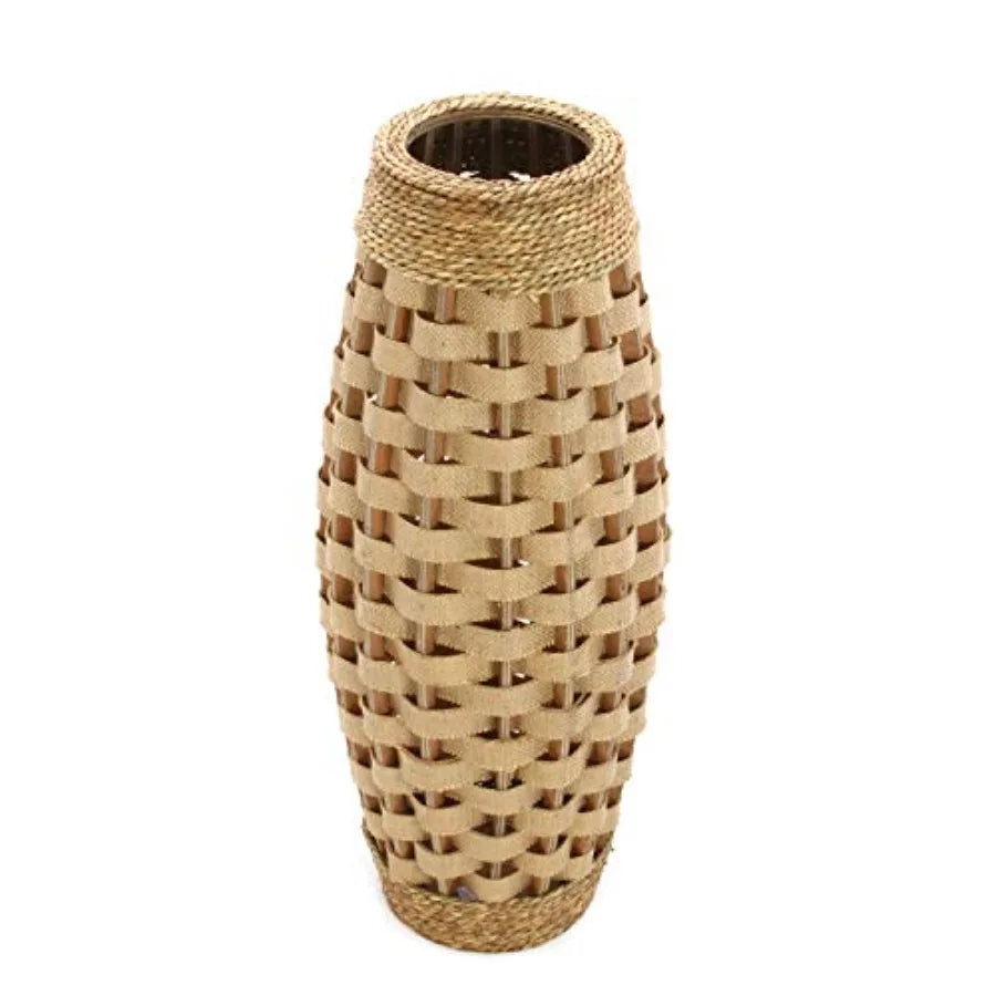 Tall Bamboo Wood Floor Vase 26" High