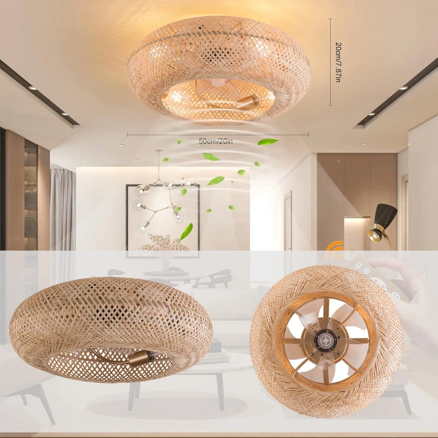 Boho Ceiling Bamboo Fan Decor
