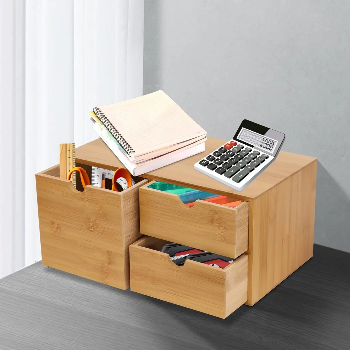 Desktop Bamboo Drawers Organizer for Home Office