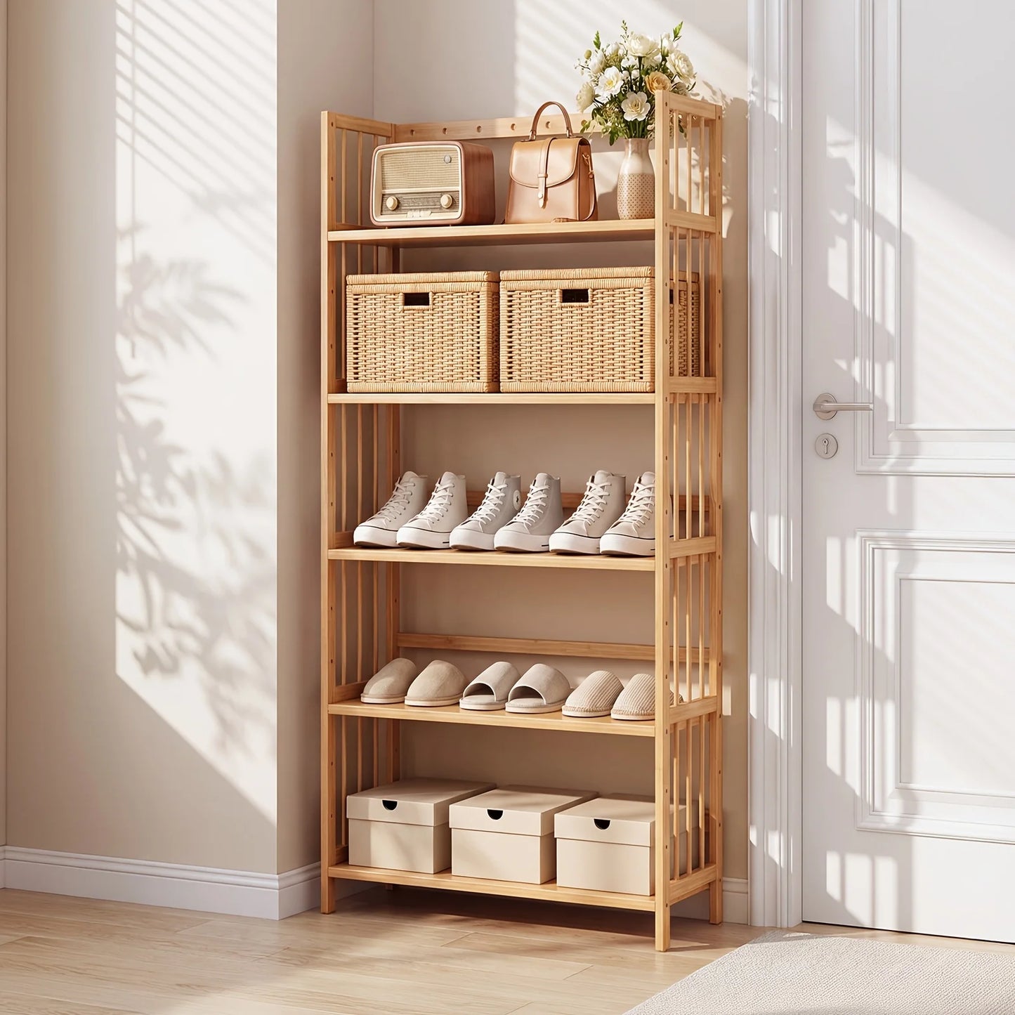 Bamboo Bookshelf with Adjustable Shelves