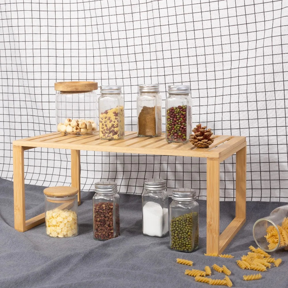 Stackable Bamboo Shelf Storage Organizer