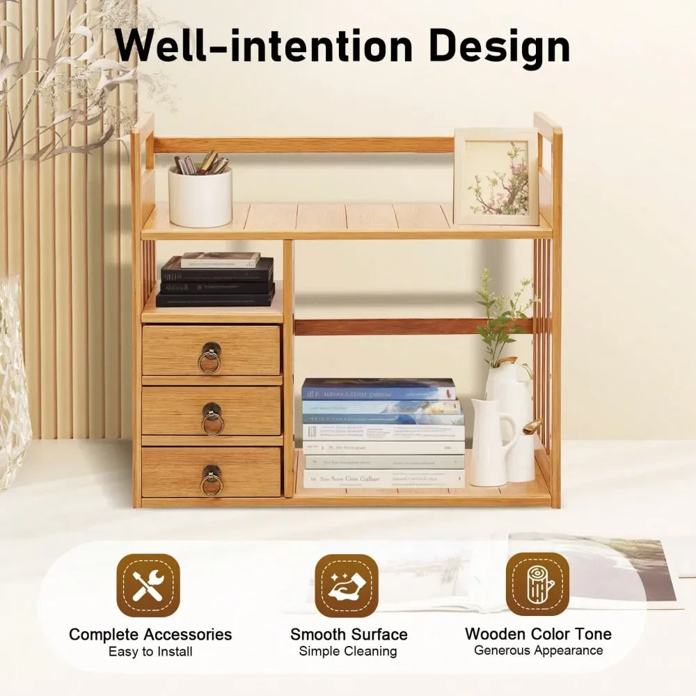 Bamboo Desktop Bookshelf Counter Top