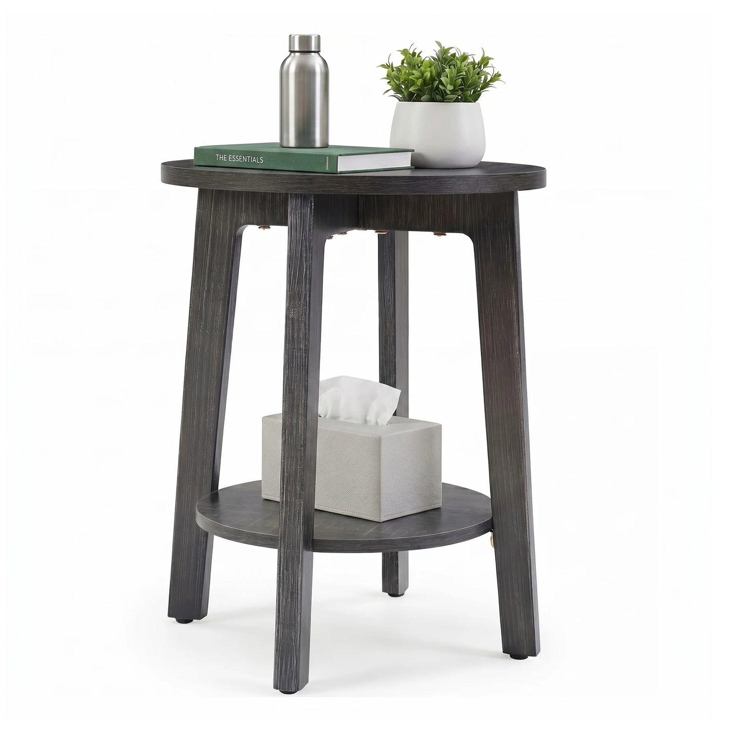 Wood Round Side Coffee Table for Living Room