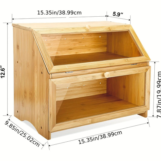 Double Layer Large Bread Box for Kitchen Counter