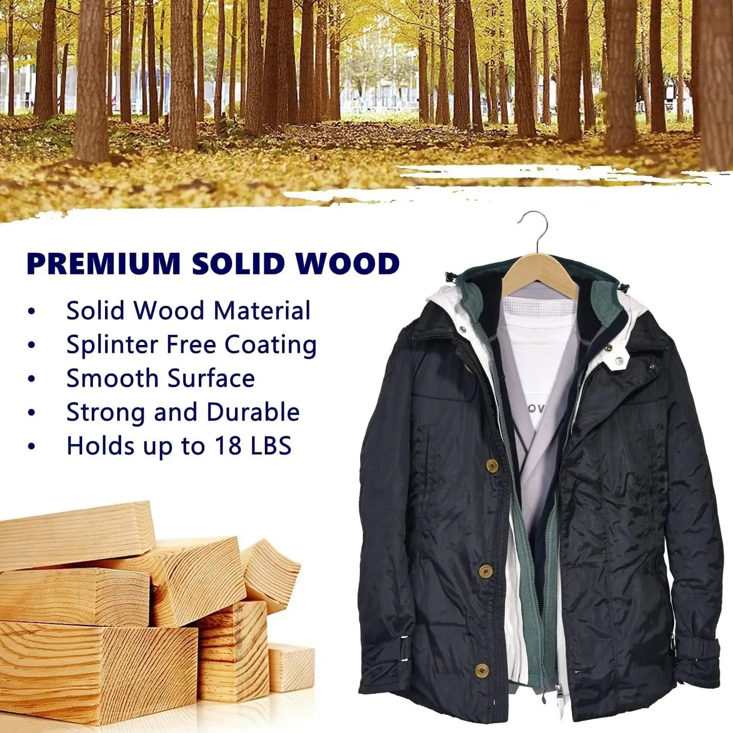 Wooden Suit Hangers Premium Natural Finish Home