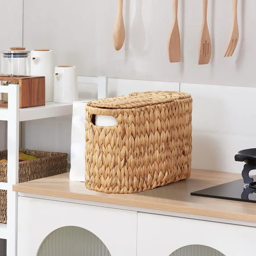 Toilet Paper Basket with Lid for 6 Rolls