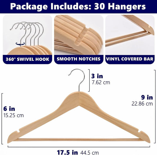 Wooden Suit Hangers Premium Natural Finish Home