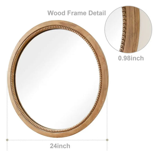 Round Wood Mirror Natural Wooden Frame
