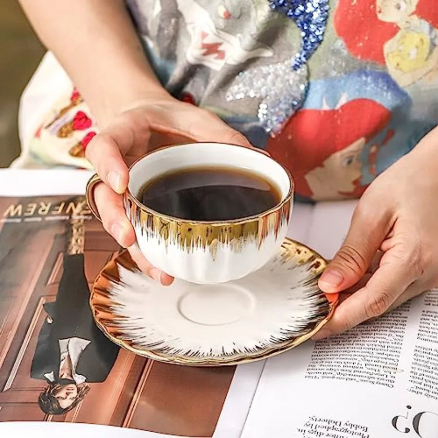 Set of Ceramic Saucers and Tea Cups